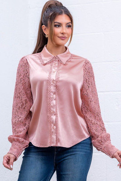 Camisa satín palo de rosa