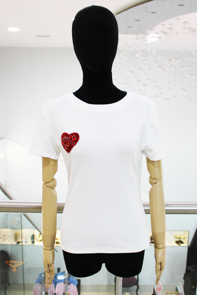 Playera blanca corazón