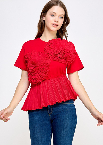 Blusa roja flores