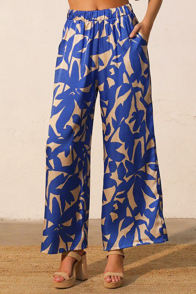 Pantalón azul con beige