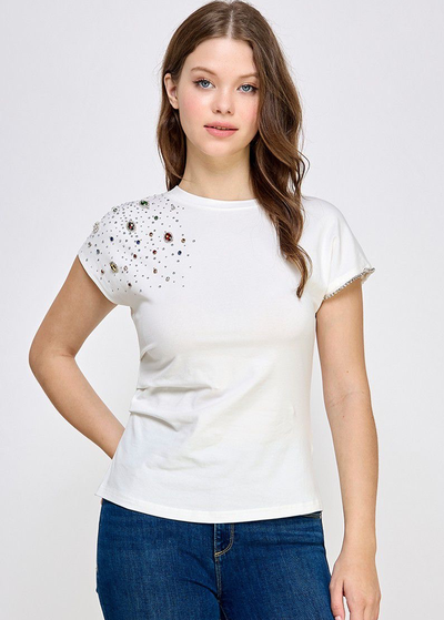 T-shirt blanca pedrería