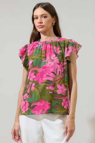 Blusa estampada verde rosa