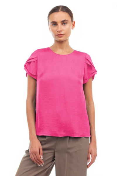 Blusa manga volantes fucsia