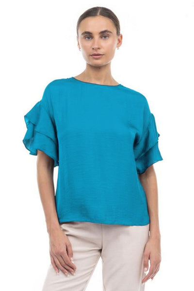 Blusa azul volantes