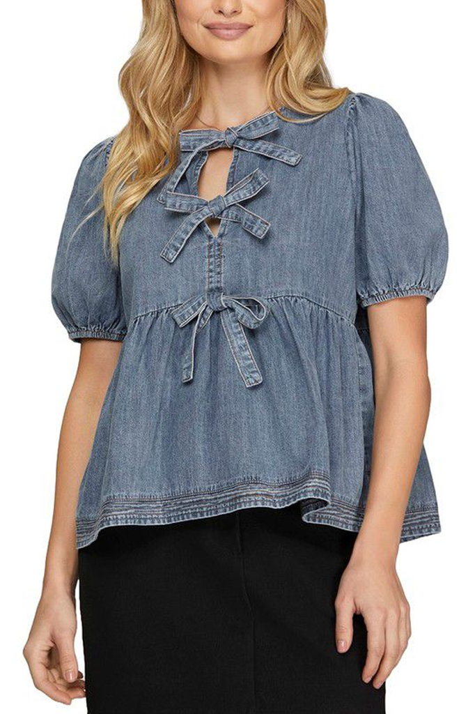 Blusa denim lazos