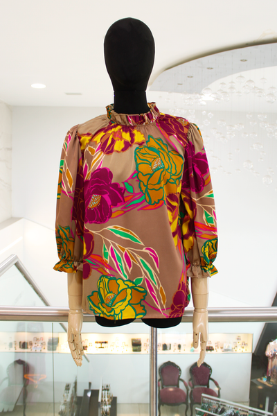 Blusa café floral