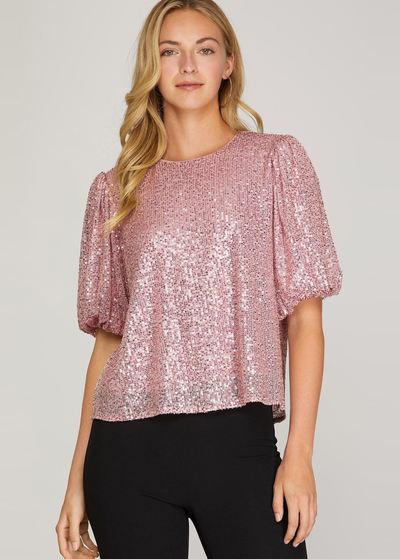 Blusa lentejuelas rosa