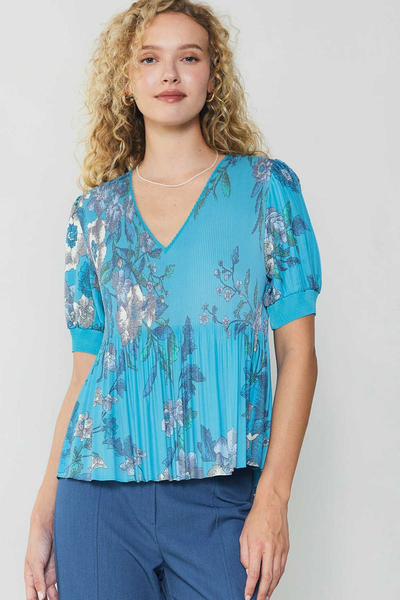 Blusa plisada azul