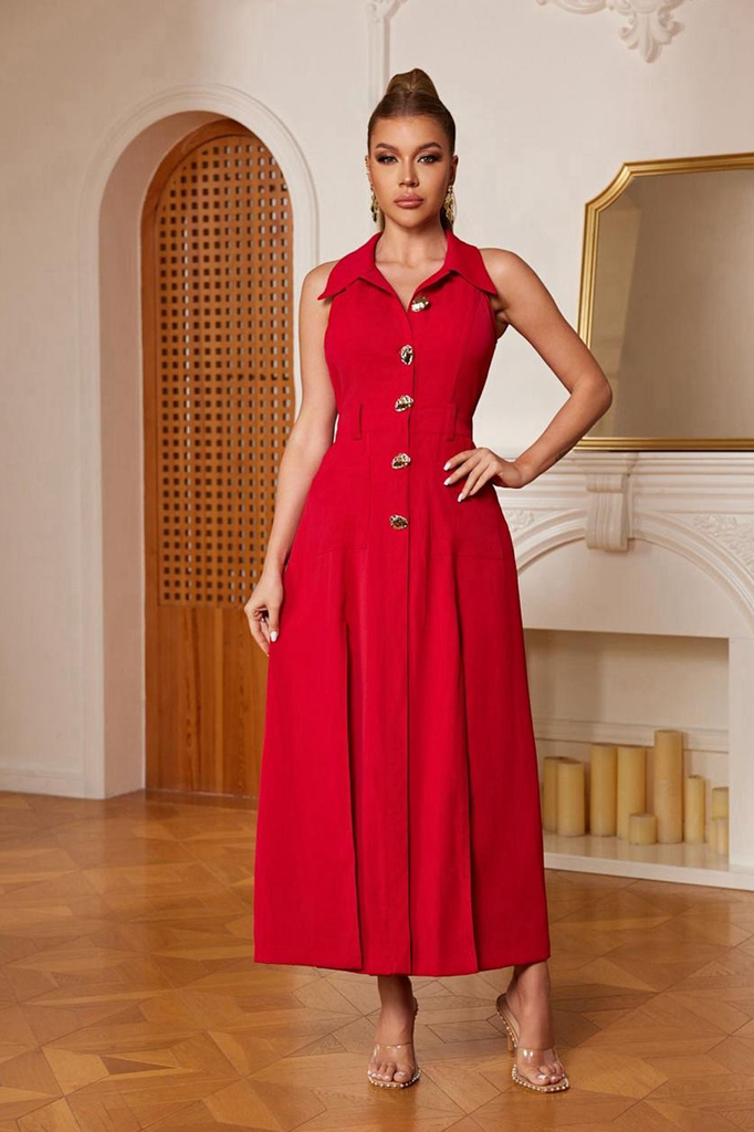 Vestido camisero rojo