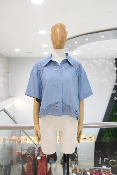 Camisa azul bordado