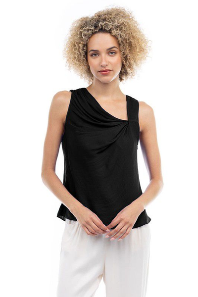 Blusa drapeada negra