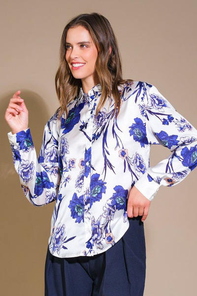 Blusa satín floral