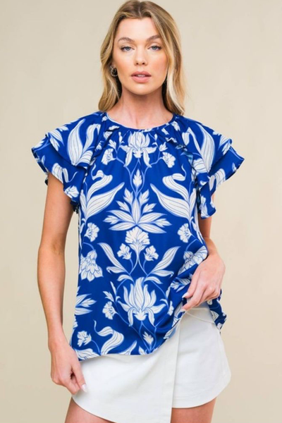 Blusa azul floral