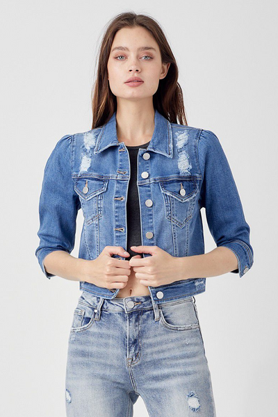 Jacket crop denim