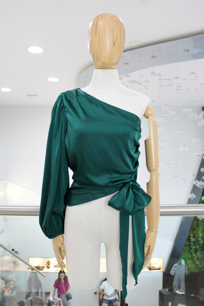 Blusa satín verde