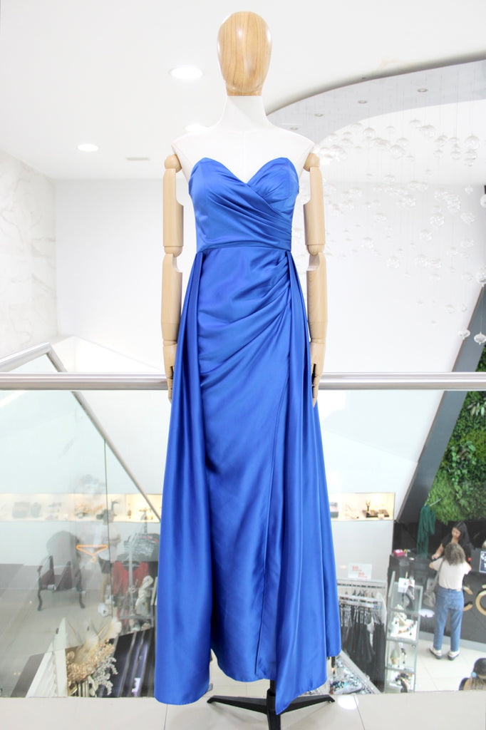 Vestido strapless azul