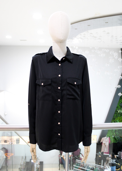 Camisa negra bolsillos 60/40%