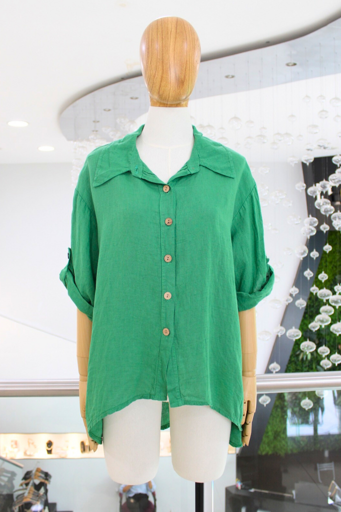 Camisa lino verde