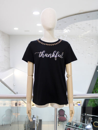 T-shirt negra thankful