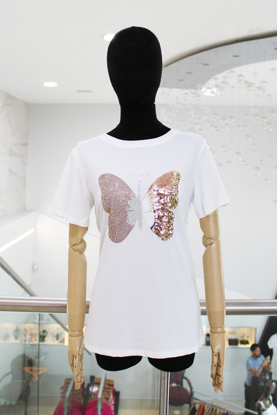 Playera blanca mariposa