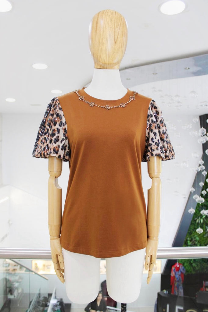 Blusa café cheetah