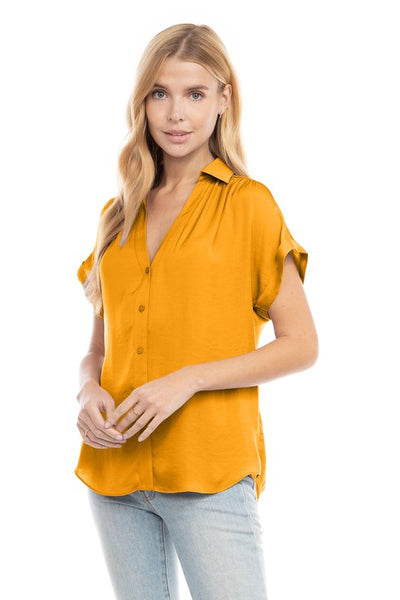 Blusa camisera mostaza